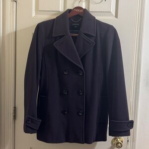 Land’s End Purple Double Breasted Wool Cashmere Blend Coat Size 16